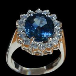 Costas Giannopoulos And Son Blue Sapphire Diamond Ring
