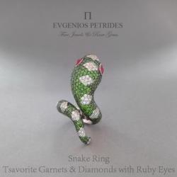 Evgenios Petrides Snake Diamond And Ruby Ring