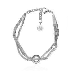 Stainless Steel Chain And Clasp And Silver Bracelet With Semi Precious Stones