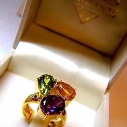 Peridot Amethyst And Citrine Gold Ring By Iordanis Jewelry