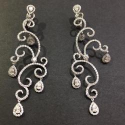Gold Earrings With White Gold Diamonds